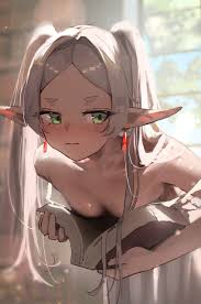Rule 34 Dev - 1girl absurdres blush boobs_in_book_(meme) book breasts  commentary_request covering_breasts covering_privates day earrings elf  frieren green_eyes grey_hair highres holding holding_book indoors jewelry  leaning_forward long_hair ...