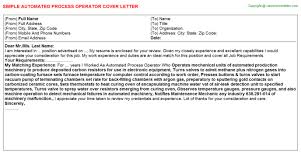 Automated Process Operator Cover Letter