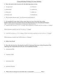 Compound element 1 metal or non. Chemical Bonding Worksheet 1 Ionic Bonding