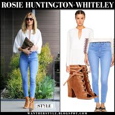 Shop cool personalized camel toe yoga pants with unbelievable discounts. Rosie Huntington Whiteley In White Blouse And Blue Skinny Jeans In La On June 9 I Want Her Style What Celebrities Wore And Where To Buy It Celebrity Style