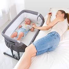 Amazon Com Angelbliss Bedside Sleeper Bedside Crib Easy Folding Bed Side Sleeper With 10 Height Adjustable Portable Crib For Newborn Babies Baby