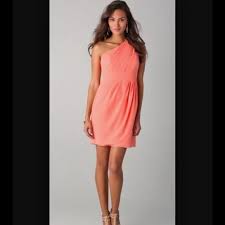 Shoshanna Melanee One Shoulder Dress Coral Bridesmaid Dresses Dresses One Shoulder Bridesmaid Dresses