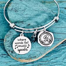 Where Words Fail,music Speaks Piano, Silver Bracelet, Piano, Keyboard,  Piano Bracelet, Piano Gift, Pianist Jewelry, Charm Bracelet, Teacher