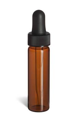 2 Dram (1/8 oz) Amber Glass Vial, Black Dropper