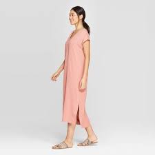 Women S Short Sleeve V Neck Shift Midi Dress Prologue Target Midi Shift Dress Knit Midi Dress Dresses