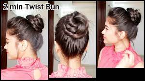 2 Min Twist Bun Everyday Easy Hairstyles For Medium To Long Hair Indian Hairstyles Youtube Easy Hairstyles Long Hair Styles Bun Hairstyles For Long Hair