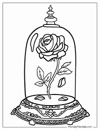 Beauty And The Beast Coloring Page Free Printable Flowers In Vase Coloring Sheet
