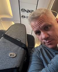 Benefits of your @marcusbonnacases trombone case looking like a violin.  Flight attendant asked if I'd like to buckle it to the empty seat next to  me to protect it! Heading to @limouxbrassfestival