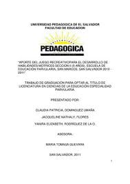 Juego ludico o recreativo sobre word con instrucciones como lo puedo diseñar por favor necesito de su. Aporte Del Juego Recreativo Para El Desarrollo De By Biblioteca Licda Etelvina Trejo De Palencia Issuu