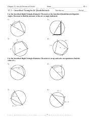 4 opposite angles of an inscribed quadrilateral are supplementary. 12 1 Inscribed Triangles And Quadrilaterals Pdf Chapter 12 Arcs Sectors Of Circles Name Id 1 U00a9f V2d0r1i5 Kcuztpad Nseonfctfwcalrrez Tloldcq R U Course Hero