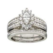 Brilliance Fine Jewelry Sterling Silver Simulated Diamond Marquise Bridal Set Ring Walmart Com Bridal Ring Sets Bridal Sets Wedding Rings Engagement