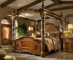 Michael Amini Villa Valencia King Canopy Bed Marble Posts By Aico Canopy Bedroom Sets Romantic Bedroom Decor Canopy Bedroom