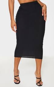 Codes promo, ventes flash, livraison offerte, trouvez le produit de vos rêves à prix réduit ! Shape Jupe Mi Longue Bandage Noire Taille Haute Prettylittlething Fr