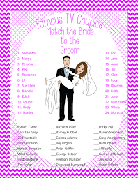 Famous Tv Couples Fun Bridal Shower Games Bridal Shower Bridal Shower Games