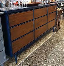 Modern furniture dressers, navy blue dresser, off white dressers, oversized dresser, tall bedroom dressers, tall dresser for sale. Gorgeous Navy Blue And Natural Wood Midcentury Modern Dresser 575 From Miss Pixies Of 14th Street Washington Dc Attic