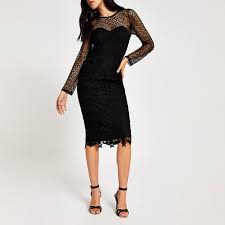 Shop our black lace dresses for all your casual and formal events! Forever Unique Black Lace Bodycon Midi Dress River Island