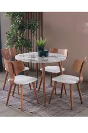 Yuvarlak Beyaz Mermer Desenli Masa Takimi 564 1 329 66 Tl Kdv