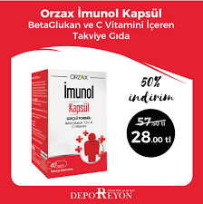 Orzax Imunol Kapsul Betaglukan Ve C Vitamini Iceren Takviye Gida 40 Kapsul Gida Kapsul Saglikli Yasam
