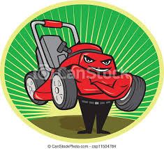 Grass cutter push lawn mower sketch icon tag design graphic design green garden step by step drawing bullet journal inspiration lawn care. Lawn Mower Man Cartoon Oval Illustration Of Lawn Mower Man Smiling Standing With Arms Folded Facing Front Done In Cartoon Canstock