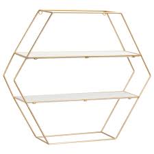 Hexagon floating shelves gold honeycomb shelves wall mounted shelves with metal bracket rustic solid wood wall shelves for living room,bedroom,gold $19.99 $ 19. 17 Best Wall Shelves Copper Rose Gold Hexagon Ideas In 2021 Wall Shelves Shelves Hexagon
