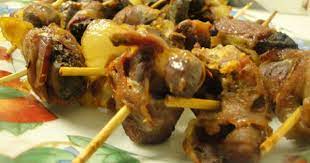 Baked Chicken Gizzards And Ox Liver Wrapped In Bacon Chicken Gizzards Baked Chicken Gizzards Recipe Baked Chicken