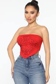 Baddie From The Block Top Red Combo Knit Tops Fashion Nova