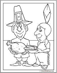 Printable thanksgiving pilgrims coloring pages are fun, but they also help kids develop many important skills. Pilgrim Indian Coloring Page Thanksgiving