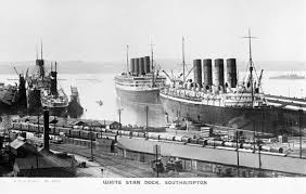 Print Of White Star Dock With Three Liners Southampton Passenger Ship Southampton Liner