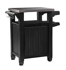 Keter Unity Portable Outdoor Table And Storage Cabinet With Hooks For Grill Accessories Stainless Steel Top For Patio In 2020 Metal Grill Grill Cart Outdoor Bbq