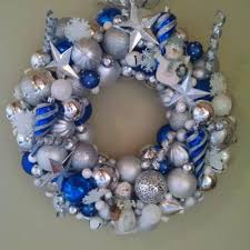 Our beautifully curated christmas collection includes ornate christmas decorations, baubles, wreaths, santa sacks, our famous minimal wood christmas tree and traditional christmas tree alternatives. Best Blue Christmas Ornament Wreath White Silver And Royal Blue Holiday Wreath For Sale In Milledgeville Georgia For 2020