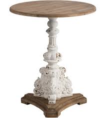 This piece is painted wood with polychrome floral decor; A B Home 44126 Round 26 Inch Antique White Side Table