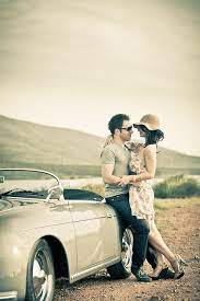 Engagement shoot photo ideas malibu classic car vintage mustang convertible kiss on back of car. Vintage Porsche On Tumblr Wedding Photography Poses Vintage Wedding Photography Pre Wedding Poses
