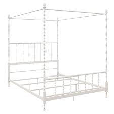 Adjustable metal bed frame with center support queen glides. Dhp Emerson Metal Canopy Bed In Queen Size Frame In White De36133
