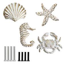 Coastal 5 center bar pull multipack (set of 10) by gliderite hardware. Juxyes Beach Ocean Theme Decorative Drawer Knobs Sea Horse Starfish Seashell And Crab Retro Marine Style Cast Iron Cabinet Handle Pulls Coastal Nautical Drawer Pulls For Dresser Drawer Cabinet Pricepulse