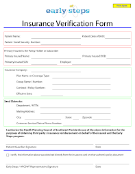 Template For Insurance Information In Planner Blank