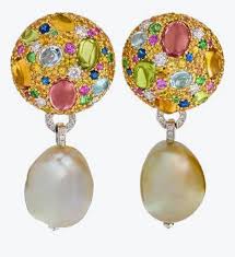 Aurulent Fabulous Sapphires And Tsavorite With Delicious South Sea Pearl Drops Which Are Detachable Making T Precious Jewels Unusual Earrings Baroque Pearls