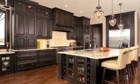 Tina colebrook architect via houzz., river white granite with brookhaven nordic white cabinets. Kitchens With Dark Cabinets And Dark Granite Decorkeun