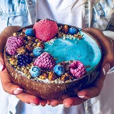 Blue Spirulina Smoothie Bowl Served In A Coconut Mrs Kitchen Fairy Did You Know Our Smoothie Bowl Smoothie Bowl Recipe Cancer Fighting Smoothies Recipes