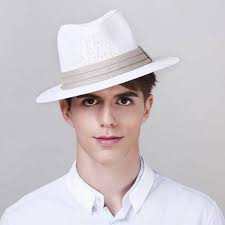White Panama Hat For Sun Protection Casual Mens Straw Hats Package Chapeau