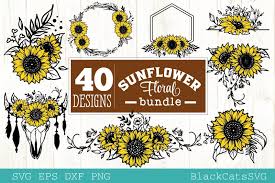 Women day 8 march floral theme free vector. Sunflower Frames Svg Bundle 40 Designs 563032 Cut Files Design Bundles