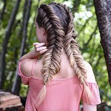 Double Dutch Fishtails By Jordan Fish Tail Braid Hair Styles Braids For Short Hair