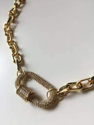 Carabiner Necklace Screw Lock Necklace Gold Chain Link Paperclip Chain Necklace Statement Necklace Womens Jewelry Gold Pendant Lock Necklace Necklace Gold Chain Choker