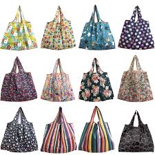 New listing black reusable shopping bags foldable large grocery bags with attach pocket. Women Recyclable Reusable Shopping Bags Print Cartoon Flower Foldable Tote Bag Household Supplies Cleaning General Household Supplies