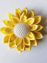 Sunflower Hair Clip Flower Hair Clip Yellow Hair Clip Sewing Ribbon Flowers Fabric Flowers Flower Crafts