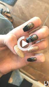 53 Best Homecoming Nails Zwart En Goud Acryl Kist Nagels Zwart En Goud Acryl Doodskist Nagels In 2020 Black Nails Homecoming Nails Coffin Nails
