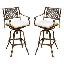Stylish bar stools provide a sense of authenticity and comfort to your home bar or kitchen counter experience. Sebastian Set Of 2 Cast Aluminum Patio Barstool With Cushion Copper Christopher Knight Home Target
