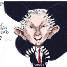 Political Cartoon U.S. Donald Trump Jeff Sessions Russia bear