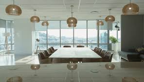 Ceiling mounted microphone array with 100 microphones, three beam options, and an audio fencing feature for fully customizable audio for any sized with two options to choose from, you can either tie your ceiling conferencing microphone into the room in chandelier mode or keep your audio low key. Conference Table And Pendant Lights In Modern Office Conference Room Hoxf01173 Tom Merton Westend61