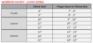 Hockey Glove Size Chart Warrior
