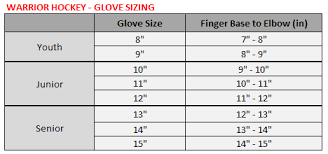 hockey glove size chart warrior